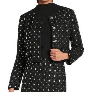Gianni Bini Black Tweed Jacket with Silver Sparkle Accents NWT